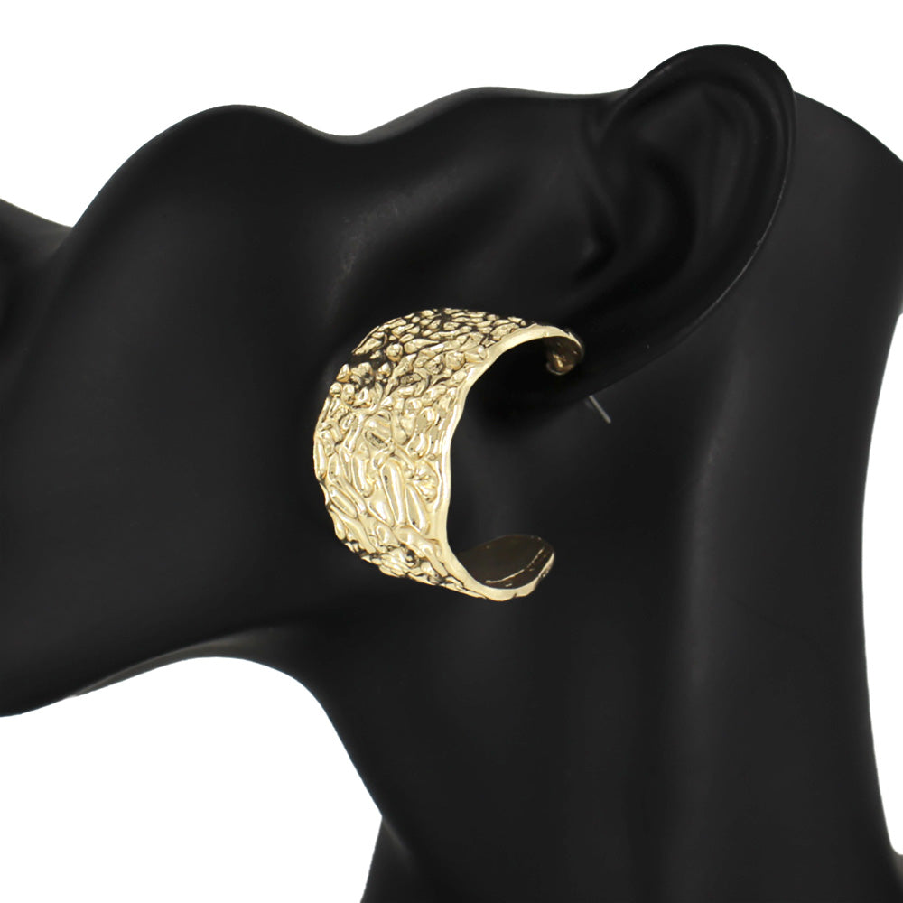 iLLASPARKZ Textured Abstract Metal Hoop Earrings