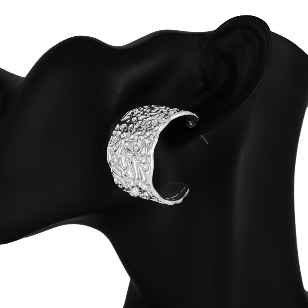 iLLASPARKZ Textured Abstract Metal Hoop Earrings