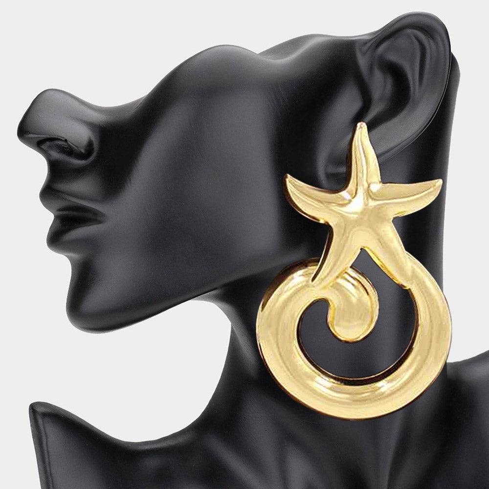 iLLASPARKZ Oversized Metal Abstract Starfish Earrings