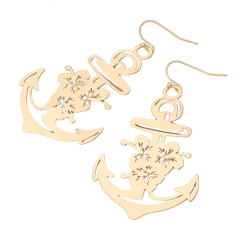 iLLASPARKZ Brass Metal Cutout Anchor Dangle Earrings