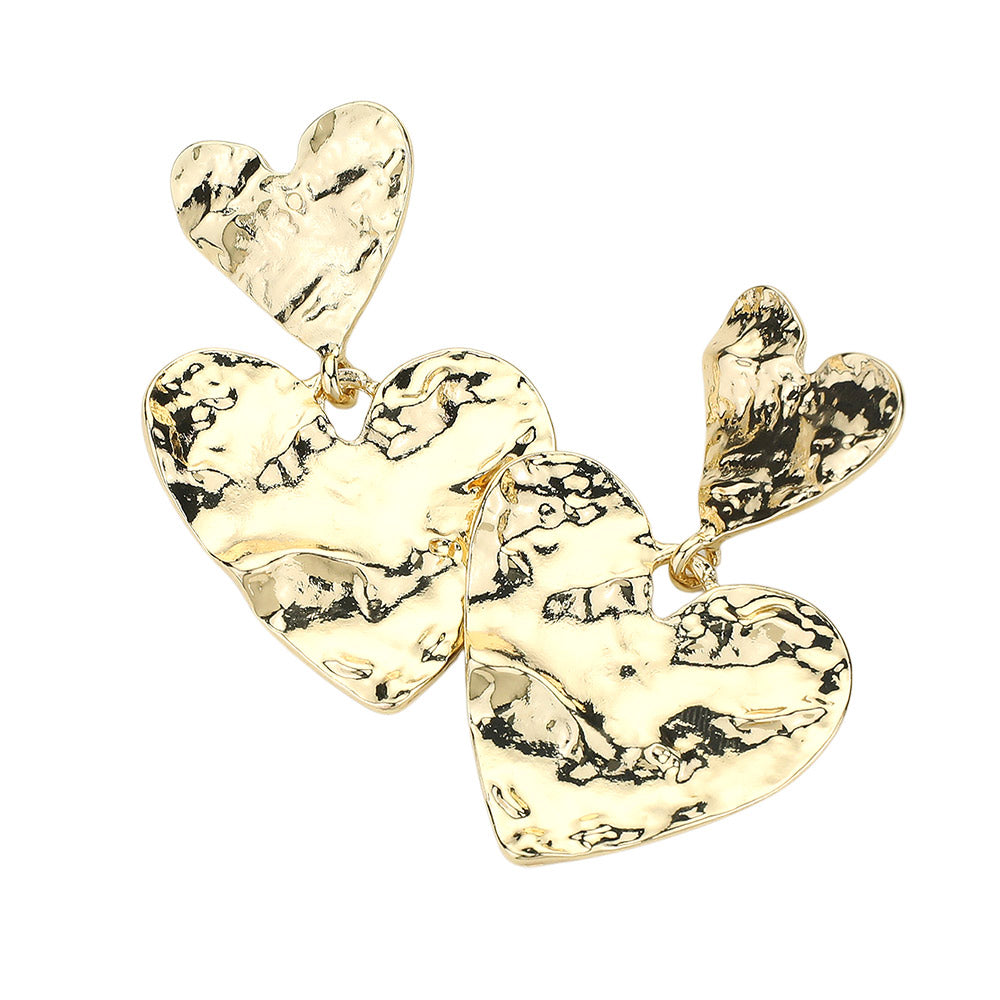 iLLASPARKZ Hammered Metal Heart Dangle Earrings
