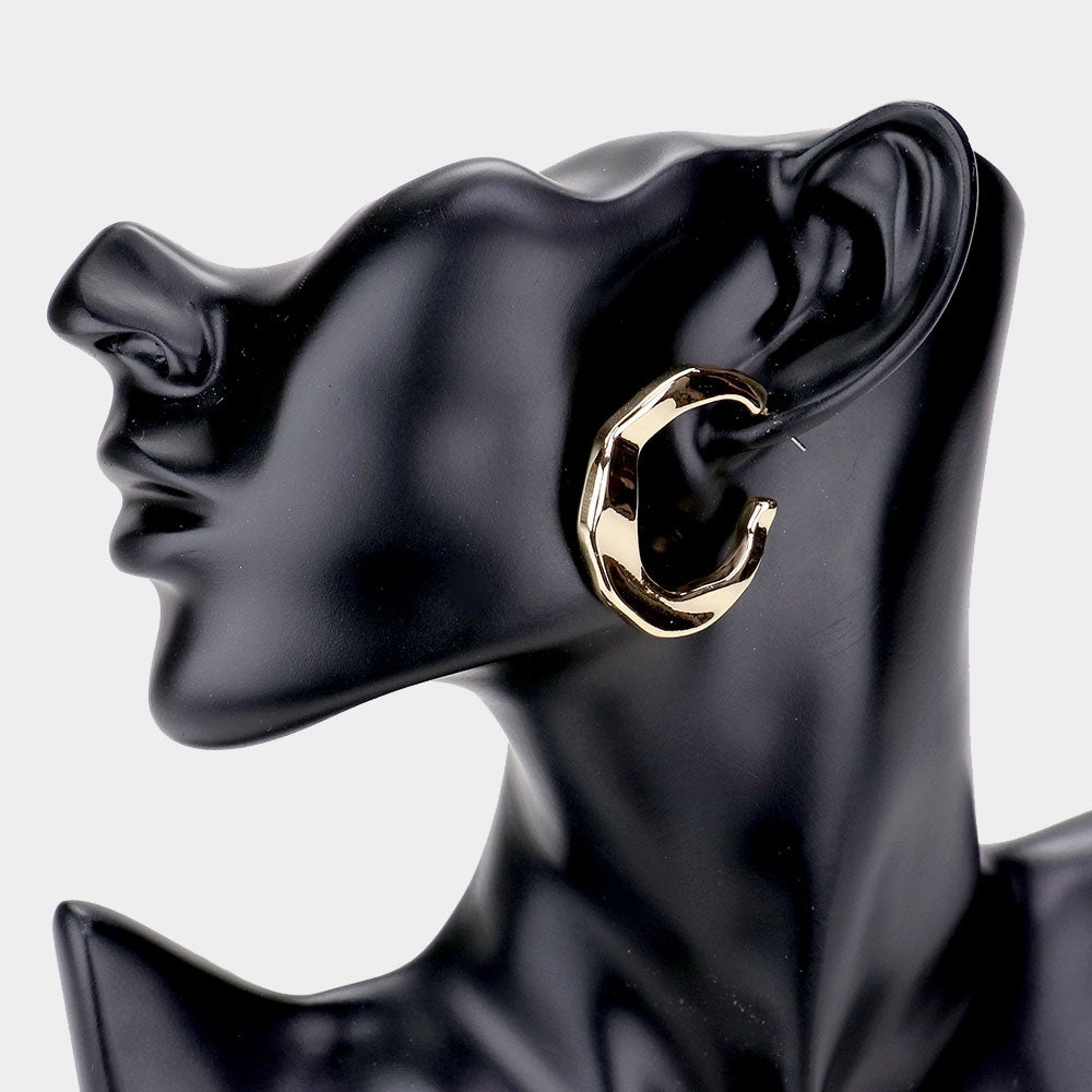 iLLASPARKZ Abstract Metal Half Hoop Earrings