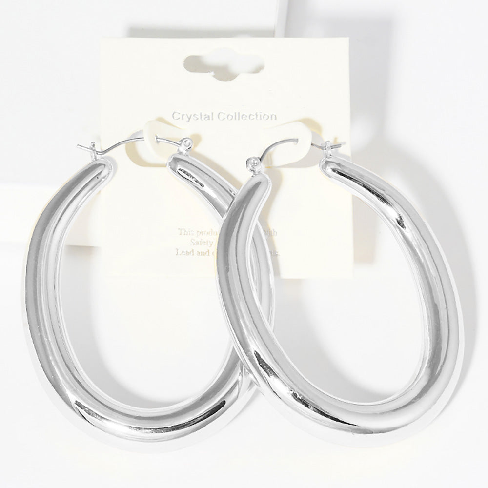 iLLASPARKZ Oval Metal Hoop Pin Catch Earrings