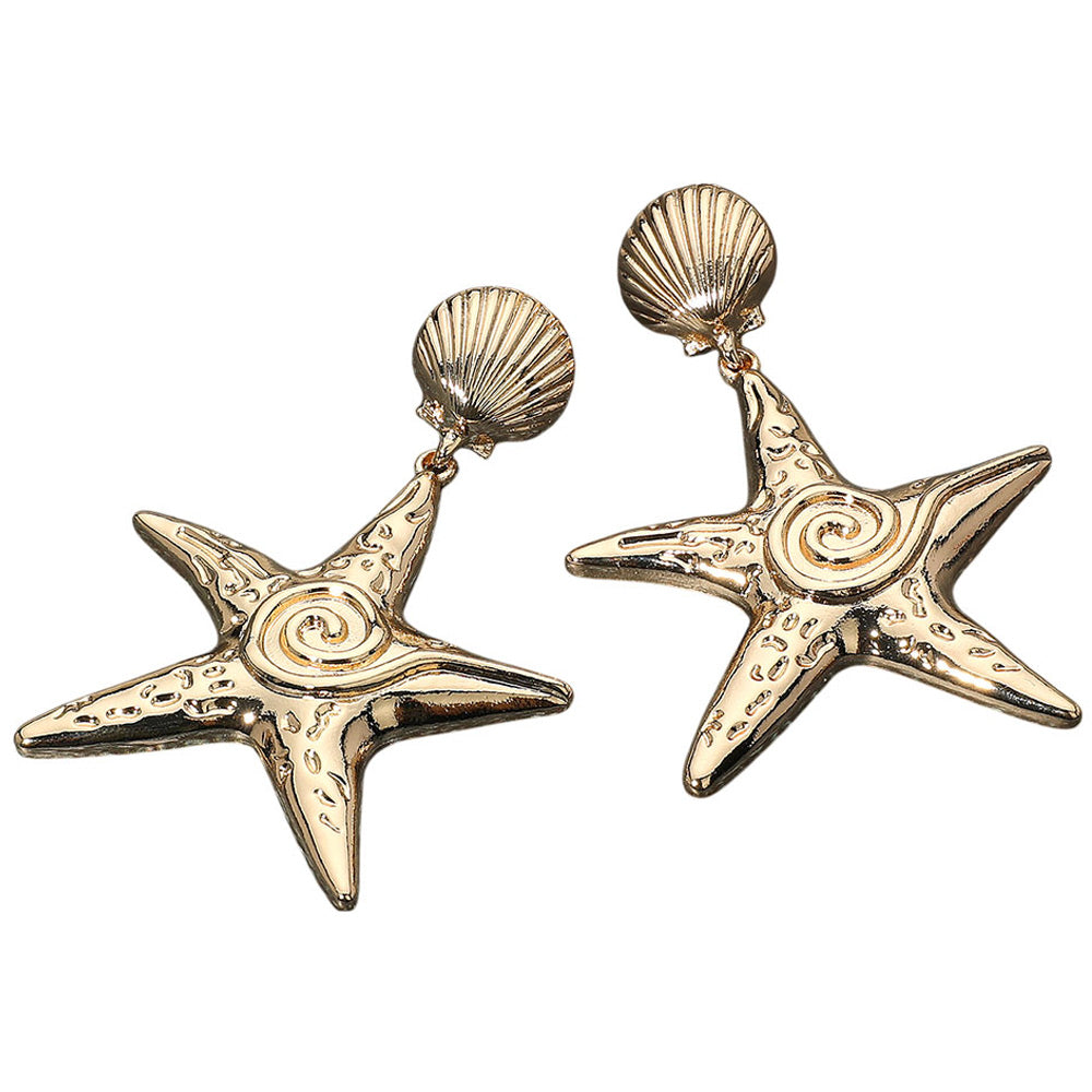 iLLASPARKZ Textured Metal Starfish Dangle Earrings