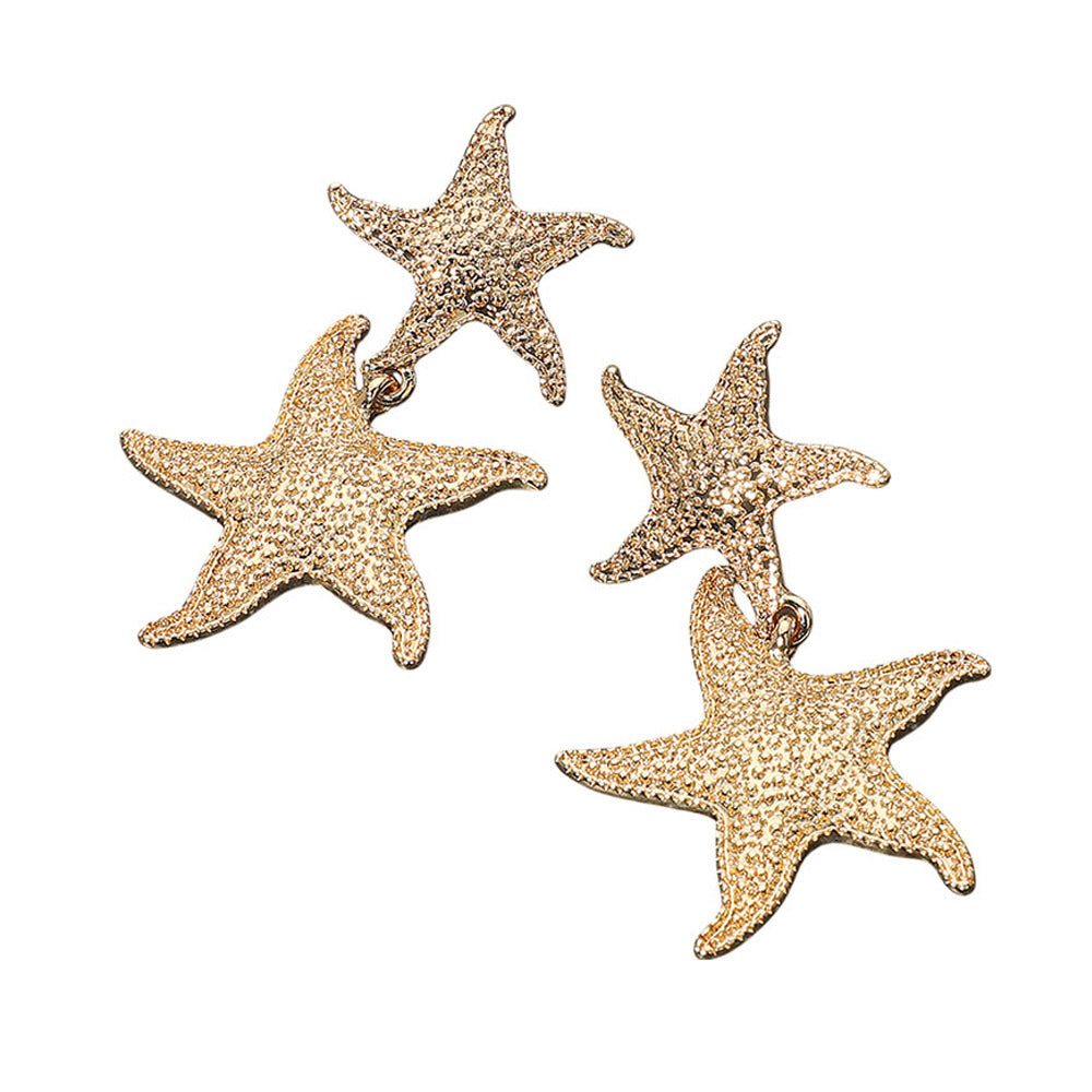 iLLASPARKZ Textured Metal Double Starfish Link Drop Earrings