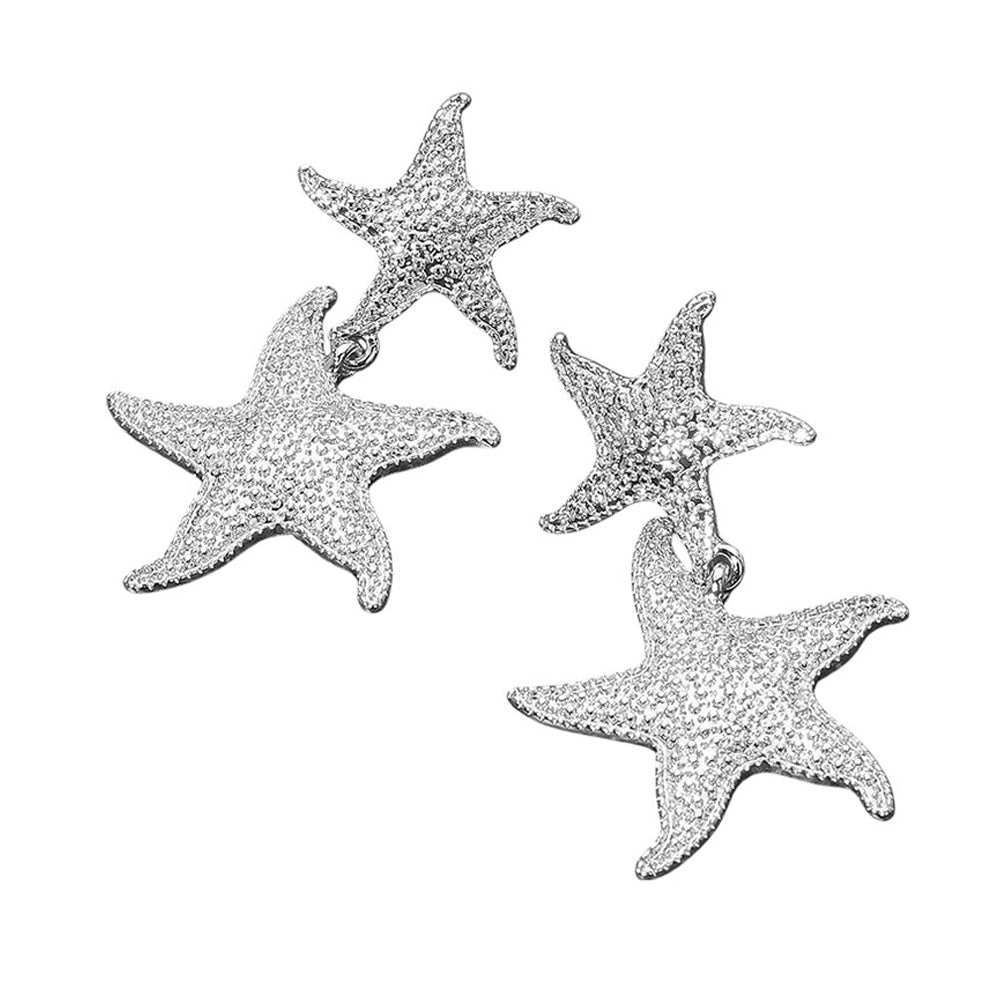 iLLASPARKZ Textured Metal Double Starfish Link Drop Earrings