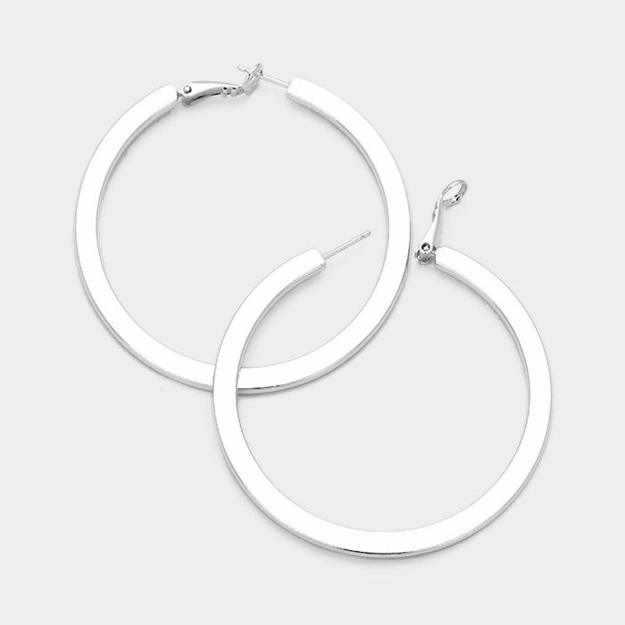 iLLASPARKZ 14K White Gold Dipped 2.3 Inch Metal Hoop Earrings