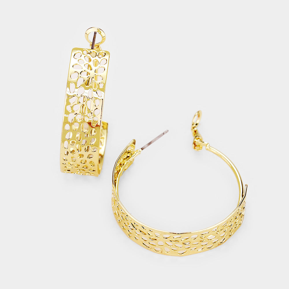 iLLASPARKZ Dot Punch Hole Metal Hoop Earrings
