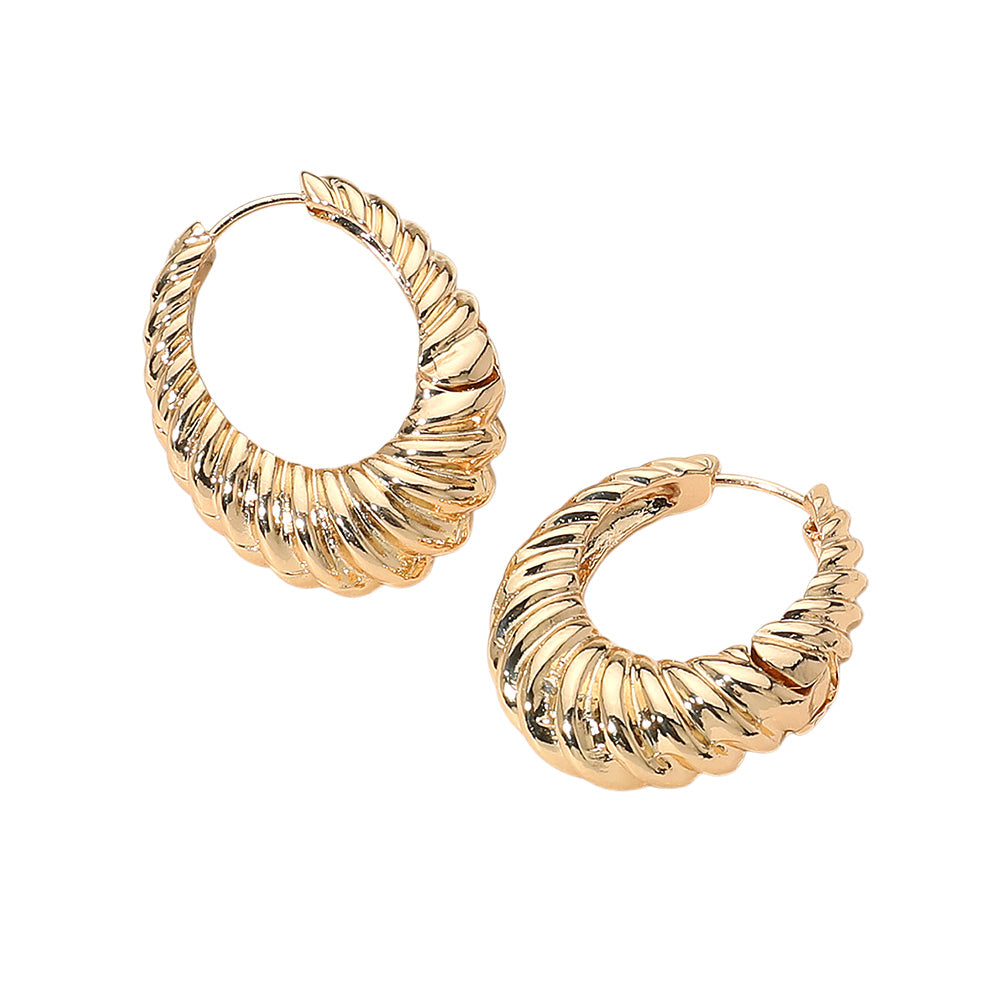iLLASPARKZ Twisted Metal Oval Huggie Hoop Earrings
