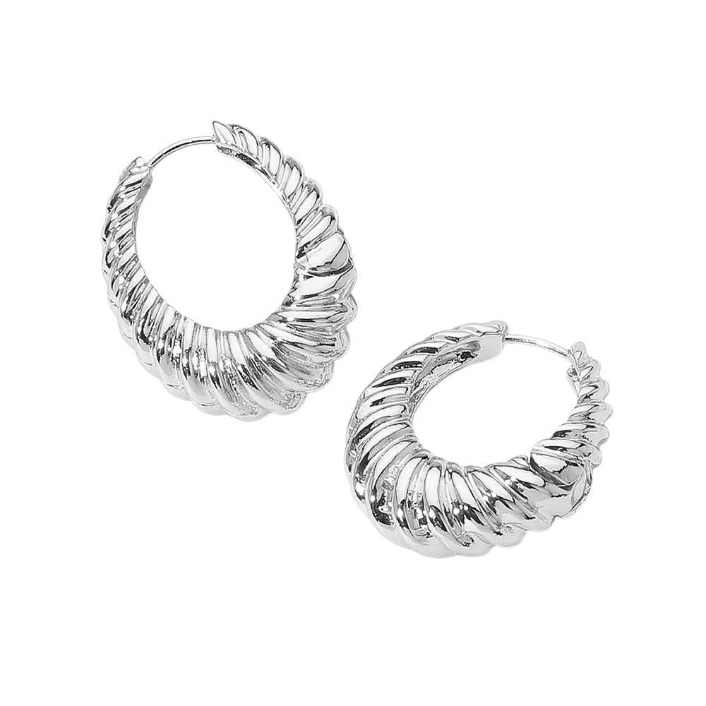 iLLASPARKZ Twisted Metal Oval Huggie Hoop Earrings