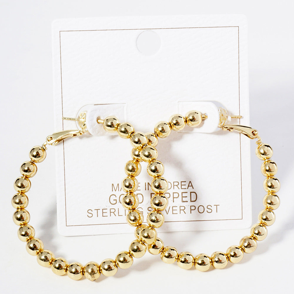 iLLASPARKZ Gold Dipped Metal Ball Beaded Hoop Earrings