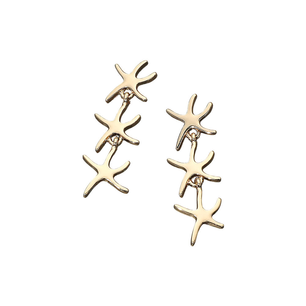 iLLASPARKZ Triple Metal Starfish Link Drop Earrings
