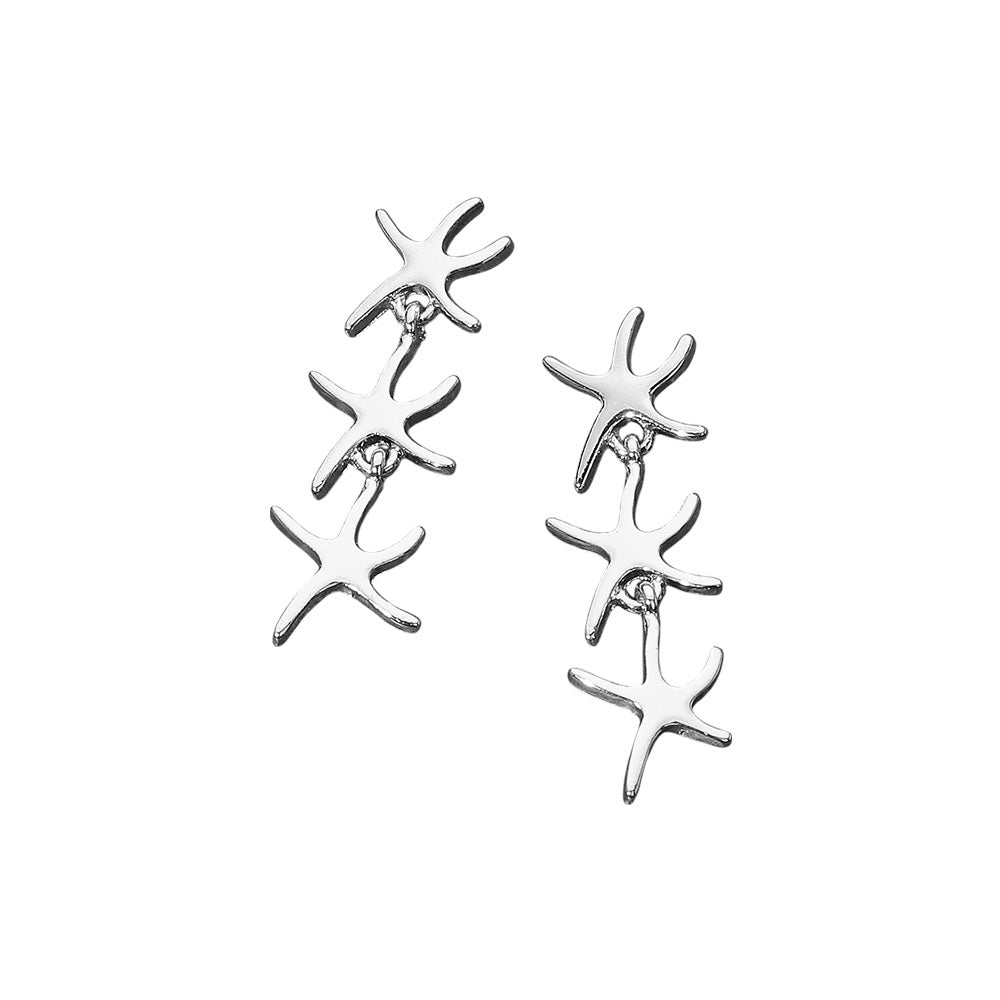 iLLASPARKZ Triple Metal Starfish Link Drop Earrings