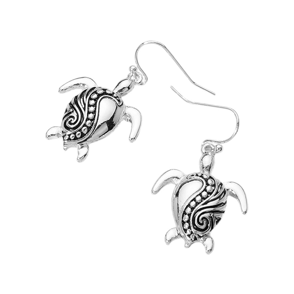 iLLASPARKZ Antique Metal Sea Turtle Dangle Earrings