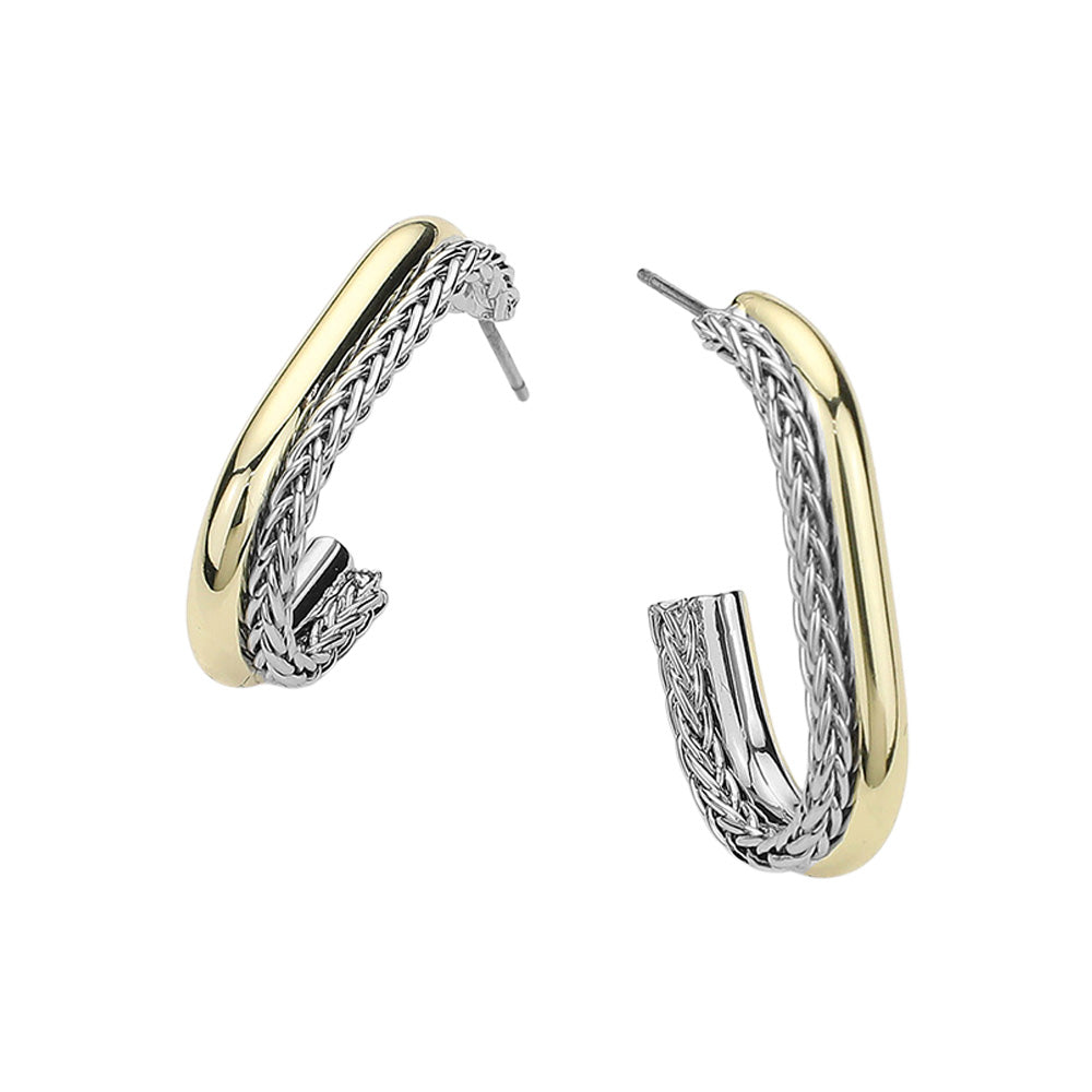 iLLASPARKZ 14K Gold Plated Two Tone Oval Hoop Earrings