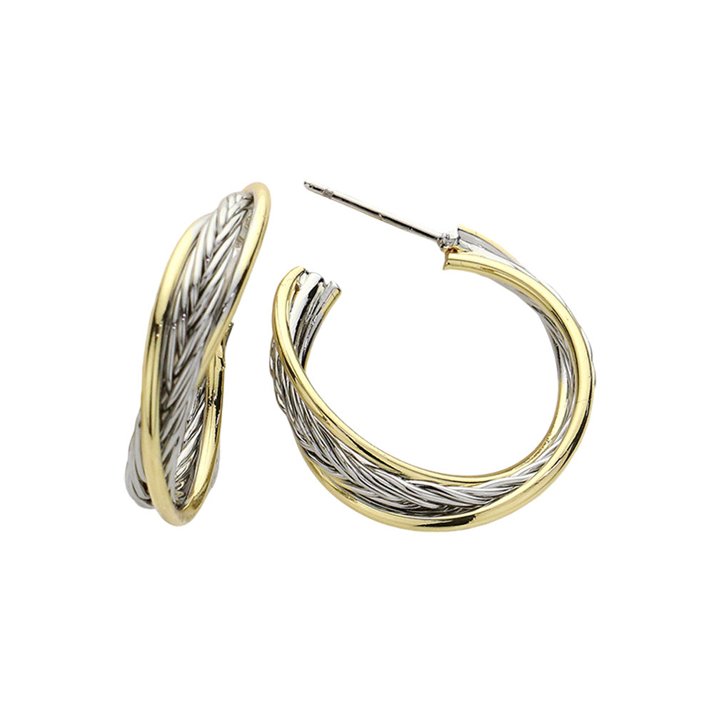iLLASPARKZ 14K Gold Plated Two Tone Twisted Hoop Earrings