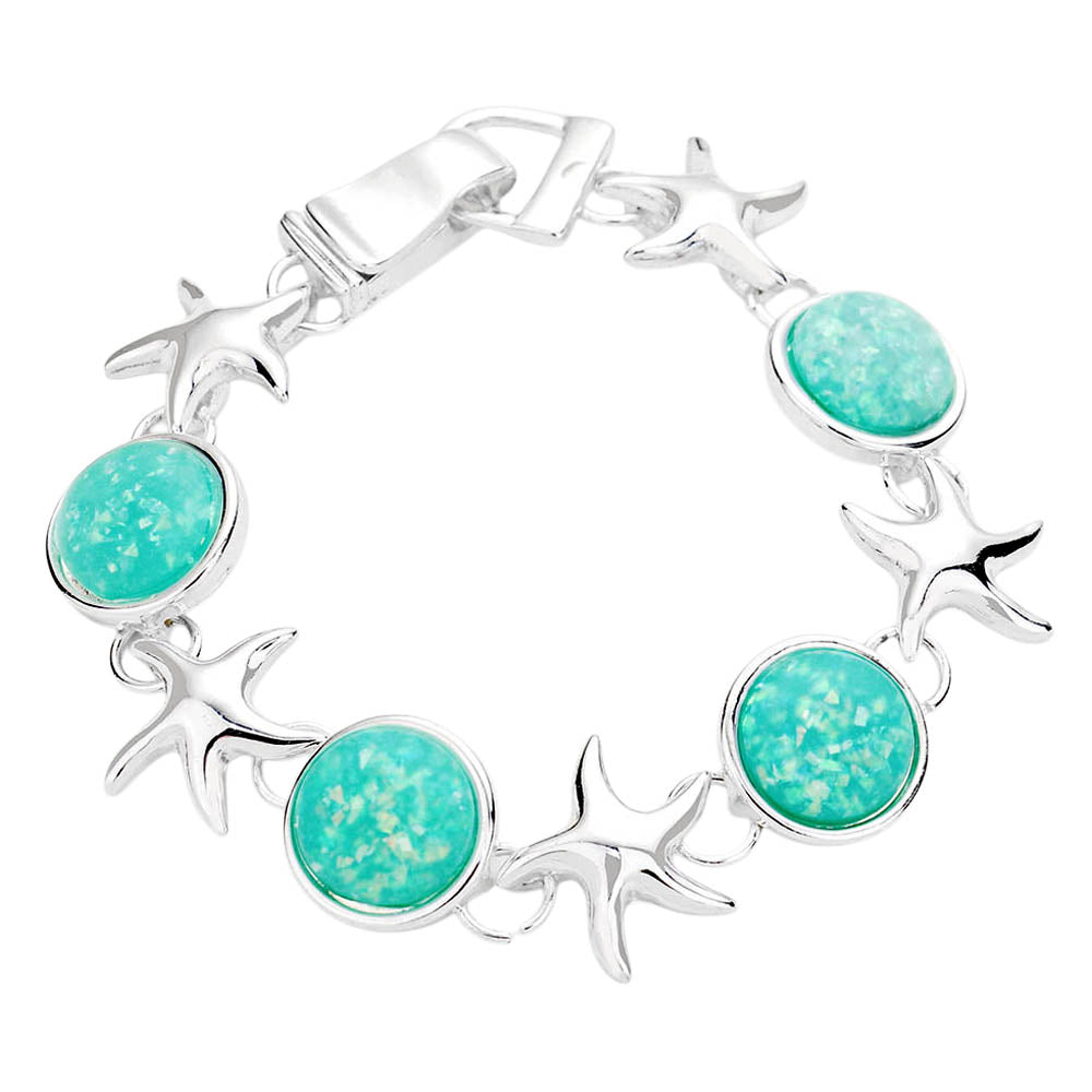 iLLASPARKZ Sea Glass Starfish Metal Magnetic Link Bracelet