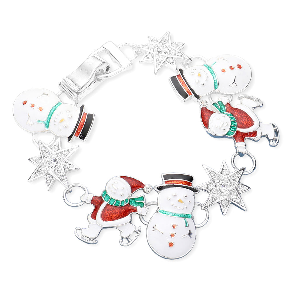 iLLASPARKZ Glittered Santa Snowman Star Link Magnetic Bracelet