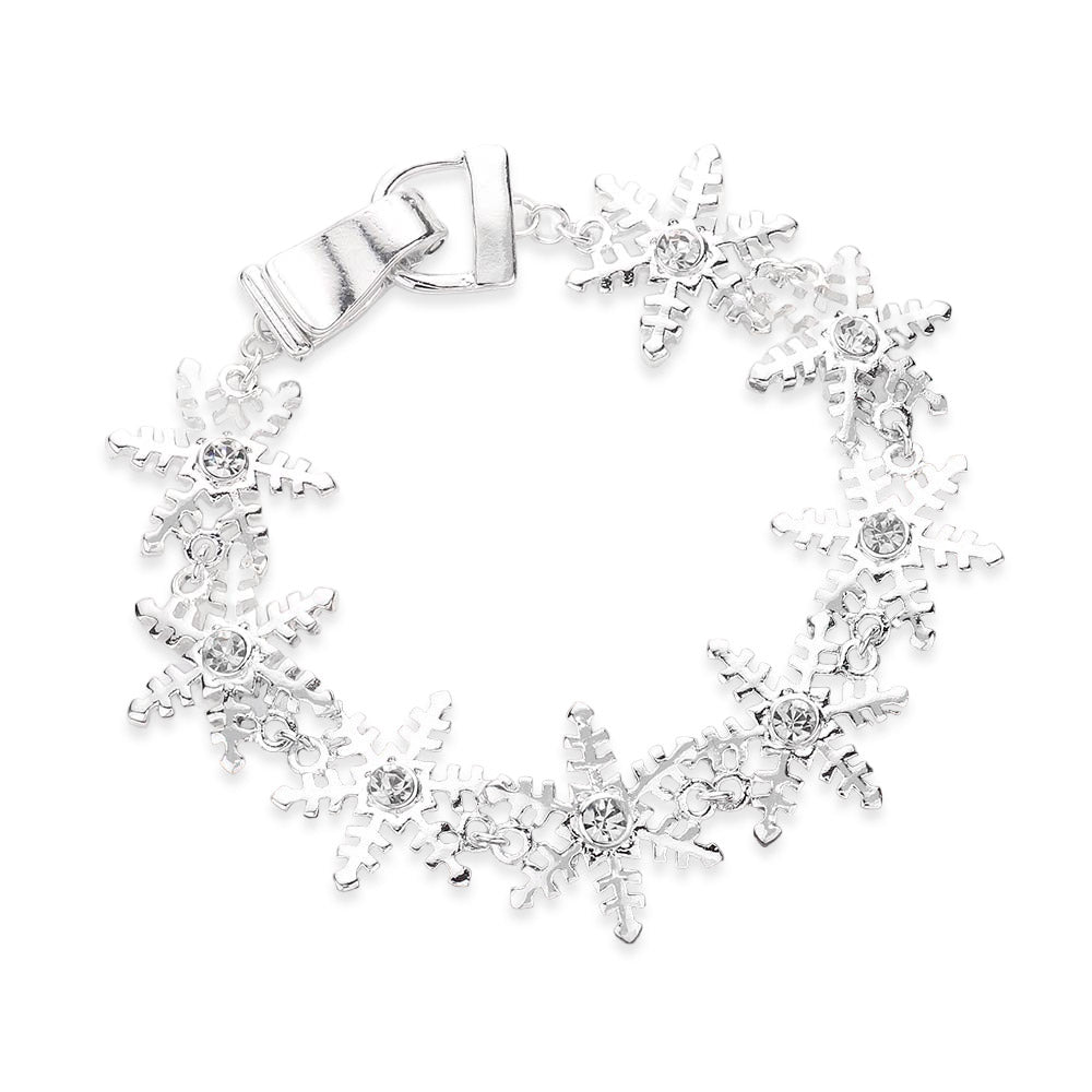 iLLASPARKZ Stone Embellished Metal Snowflake Link Magnetic Bracelet