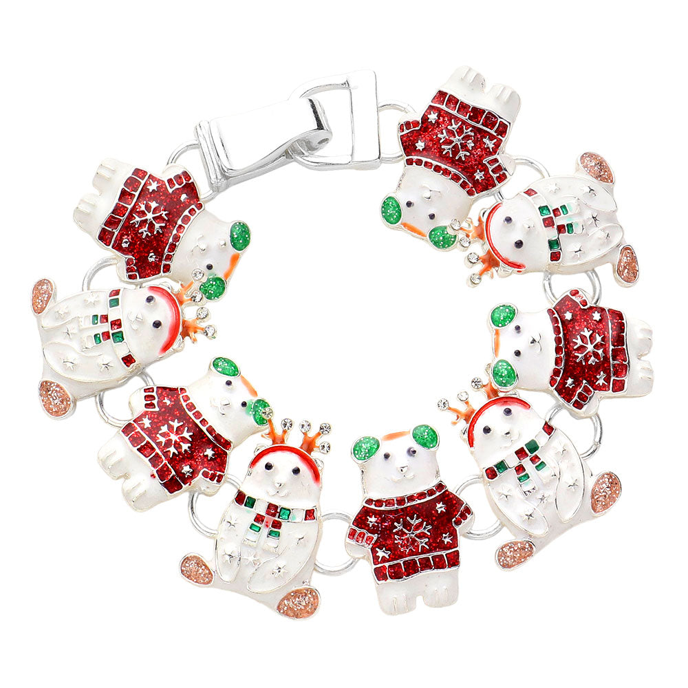 iLLASPARKZ Enamel Christmas Bear Link Magnetic Bracelet