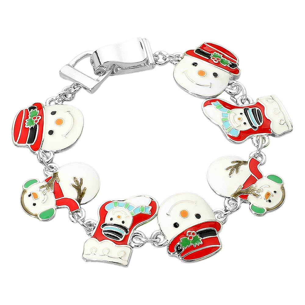 iLLASPARKZ Whimsical Enamel Snowman Link Magnetic Bracelet