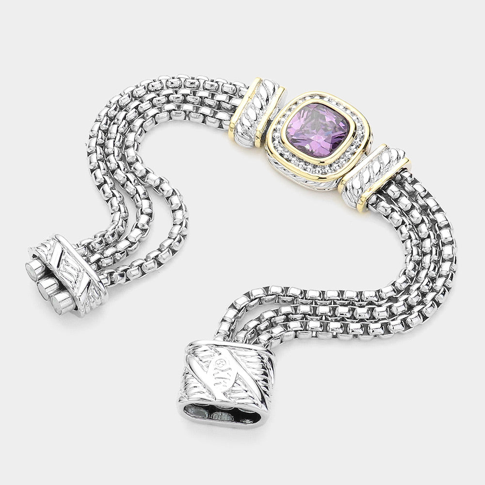 iLLASPARKZ Square CZ Stone Magnetic Bracelet