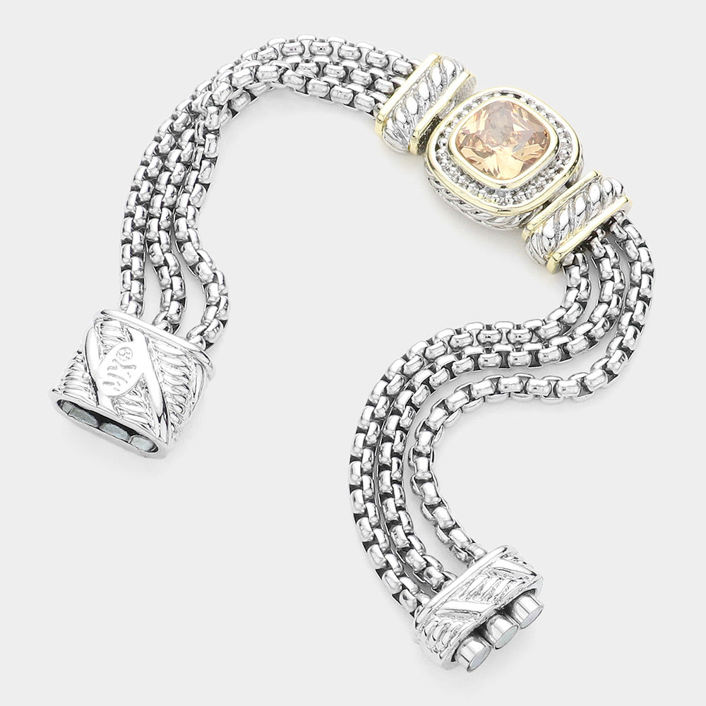 iLLASPARKZ Square CZ Stone Magnetic Bracelet