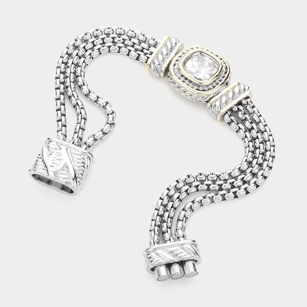 iLLASPARKZ Square CZ Stone Magnetic Bracelet