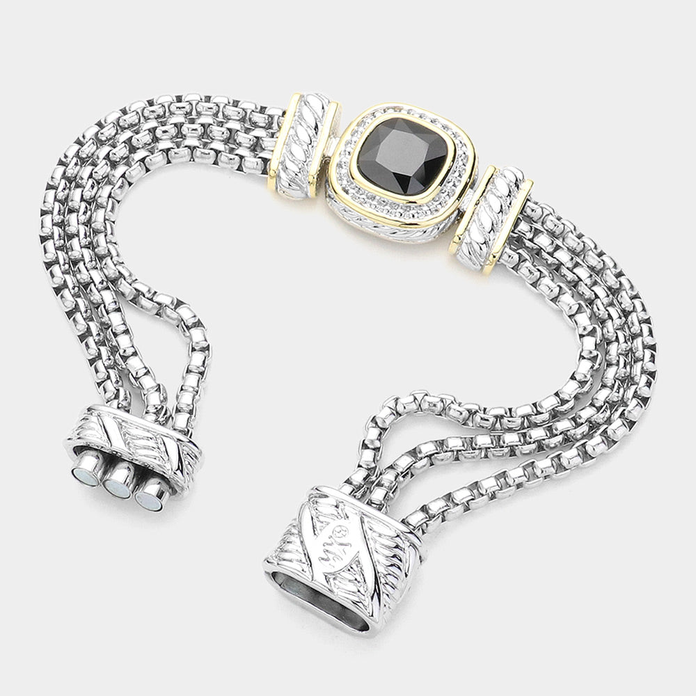 iLLASPARKZ Square CZ Stone Magnetic Bracelet