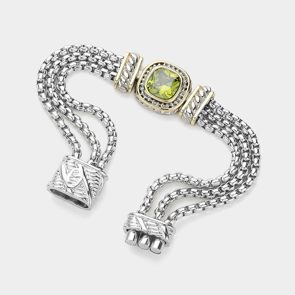 iLLASPARKZ Square CZ Stone Magnetic Bracelet