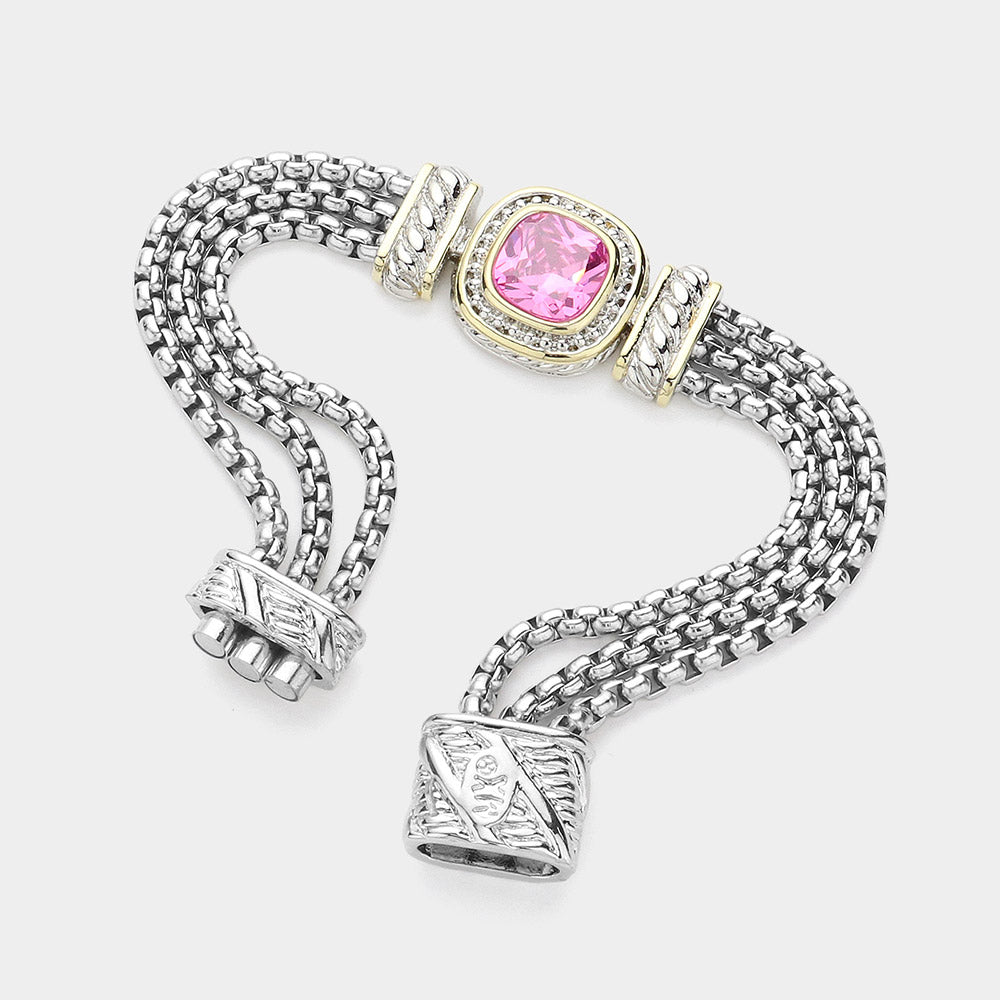 iLLASPARKZ Square CZ Stone Magnetic Bracelet