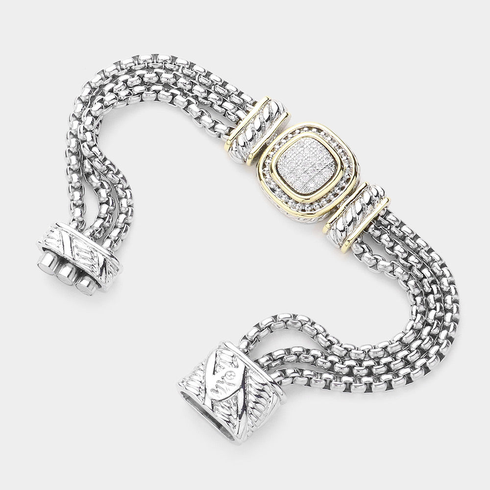 iLLASPARKZ Square CZ Stone Magnetic Bracelet