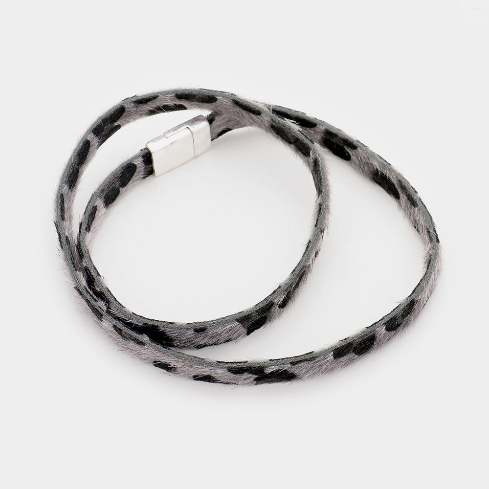 iLLASPARKZ Leopard Pattern Faux Leather Wrap Bracelet