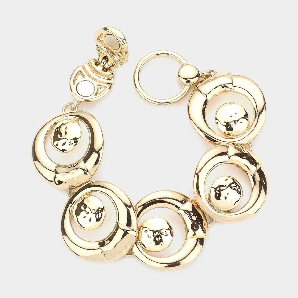iLLASPARKZ Hammered Cut Out Circle Magnetic Bracelet