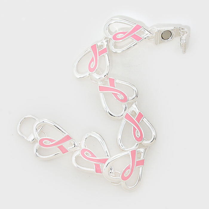 iLLASPARKZ Pink Ribbon Symbol Link Magnetic Bracelet