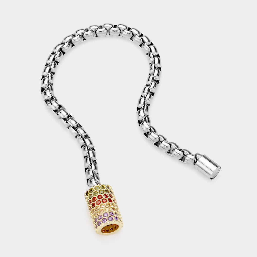 iLLASPARKZ CZ Stone Paved Cylinder Pointed Magnetic Bracelet