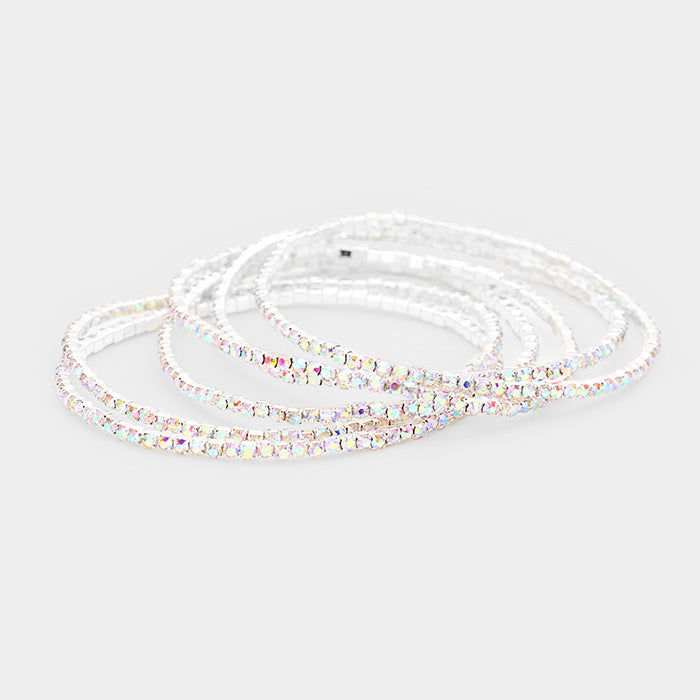 iLLASPARKZ 6PCS - Rhinestone Multi Layered Stretch Evening Bracelets