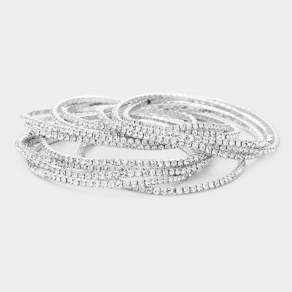iLLASPARKZ 11PCS - Rhinestone Layered Stretch Bracelets