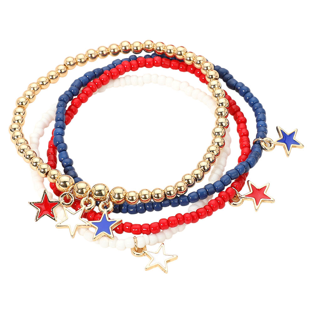 iLLASPARKZ 4PCS - Star Charm Beaded Stretch Multi Layered Bracelets