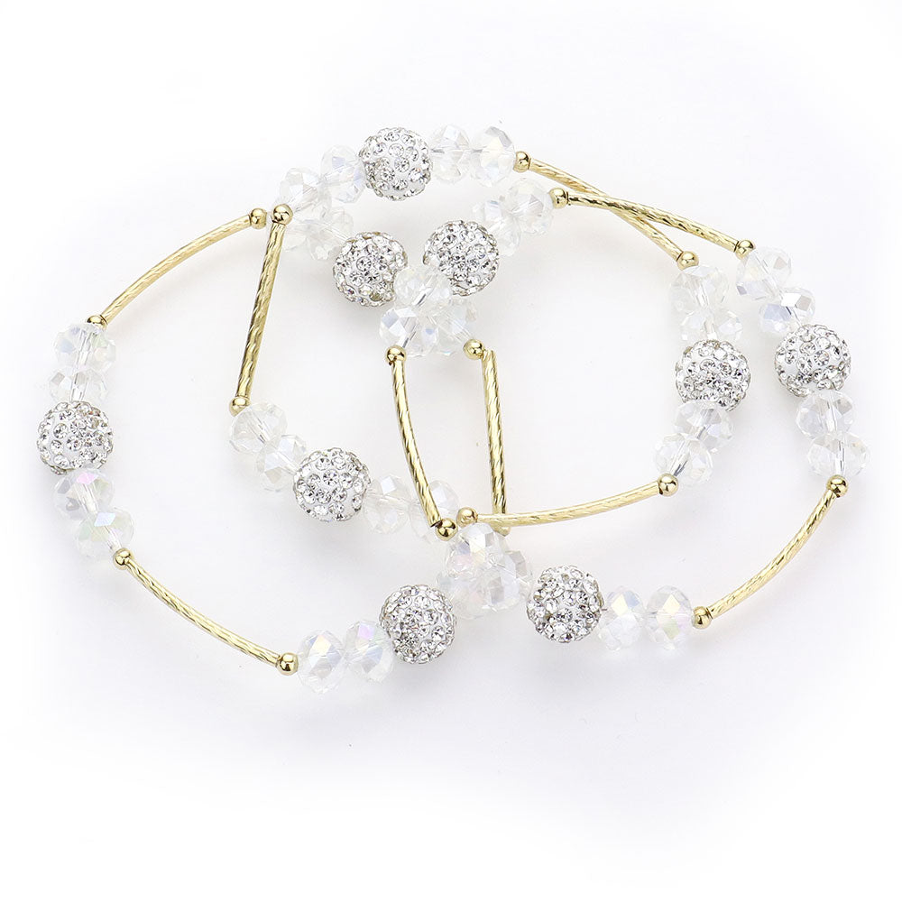 iLLASPARKZ 3PCS - Shamballa Ball Faceted Beaded Stretch Bracelets