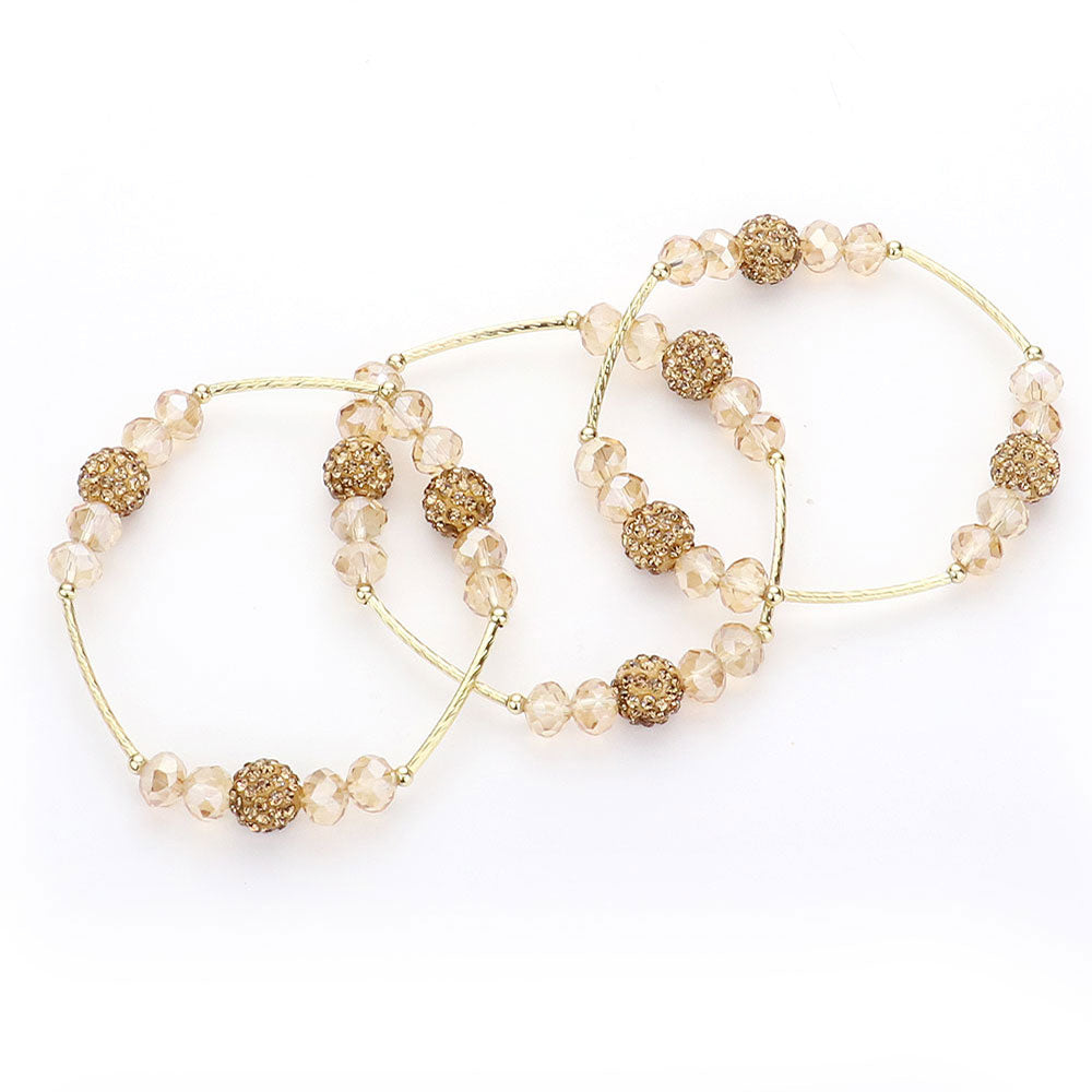 iLLASPARKZ 3PCS - Shamballa Ball Faceted Beaded Stretch Bracelets