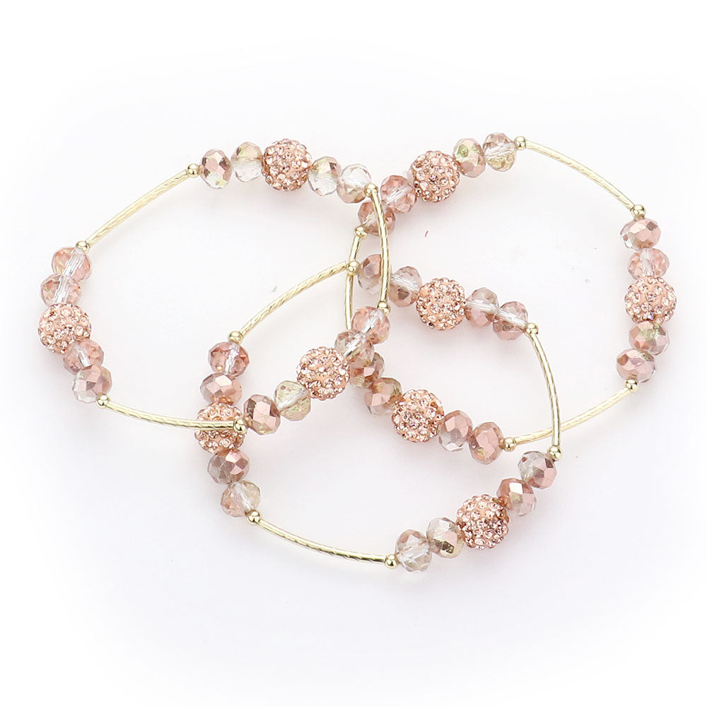 iLLASPARKZ 3PCS - Shamballa Ball Faceted Beaded Stretch Bracelets