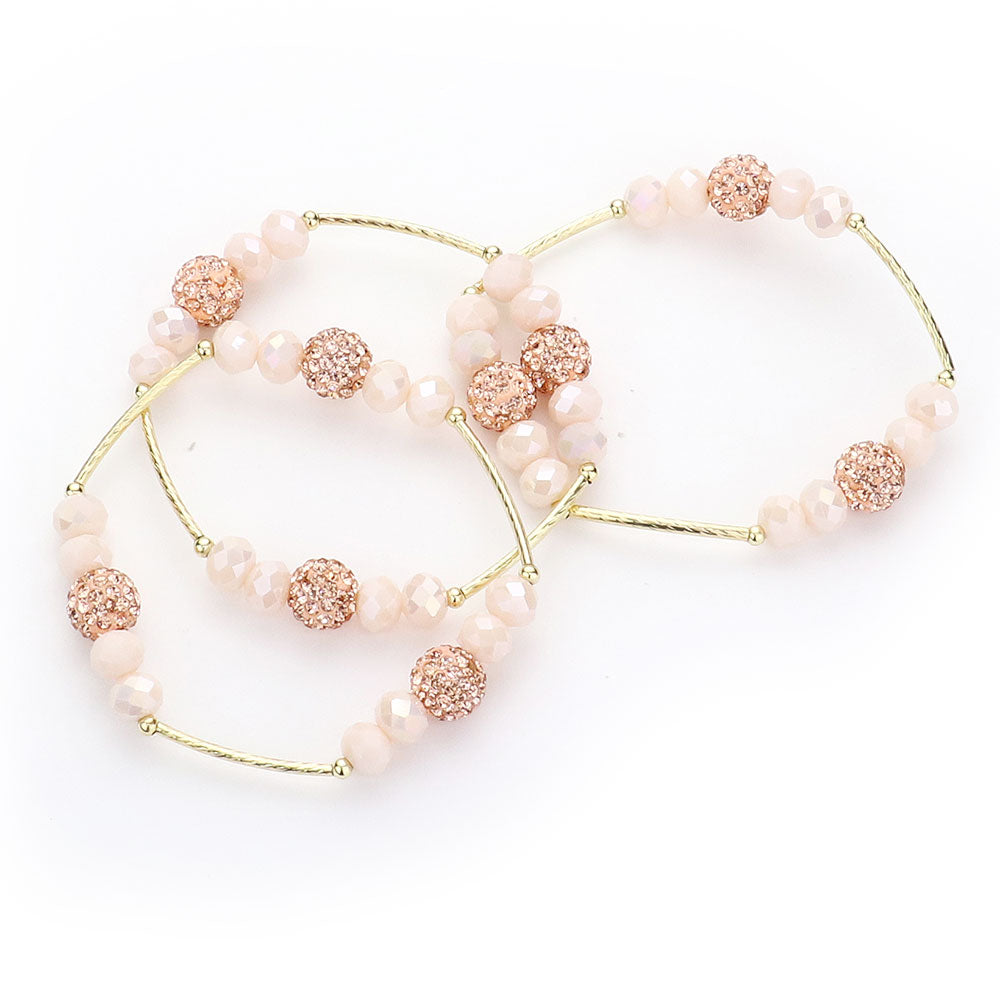 iLLASPARKZ 3PCS - Shamballa Ball Faceted Beaded Stretch Bracelets