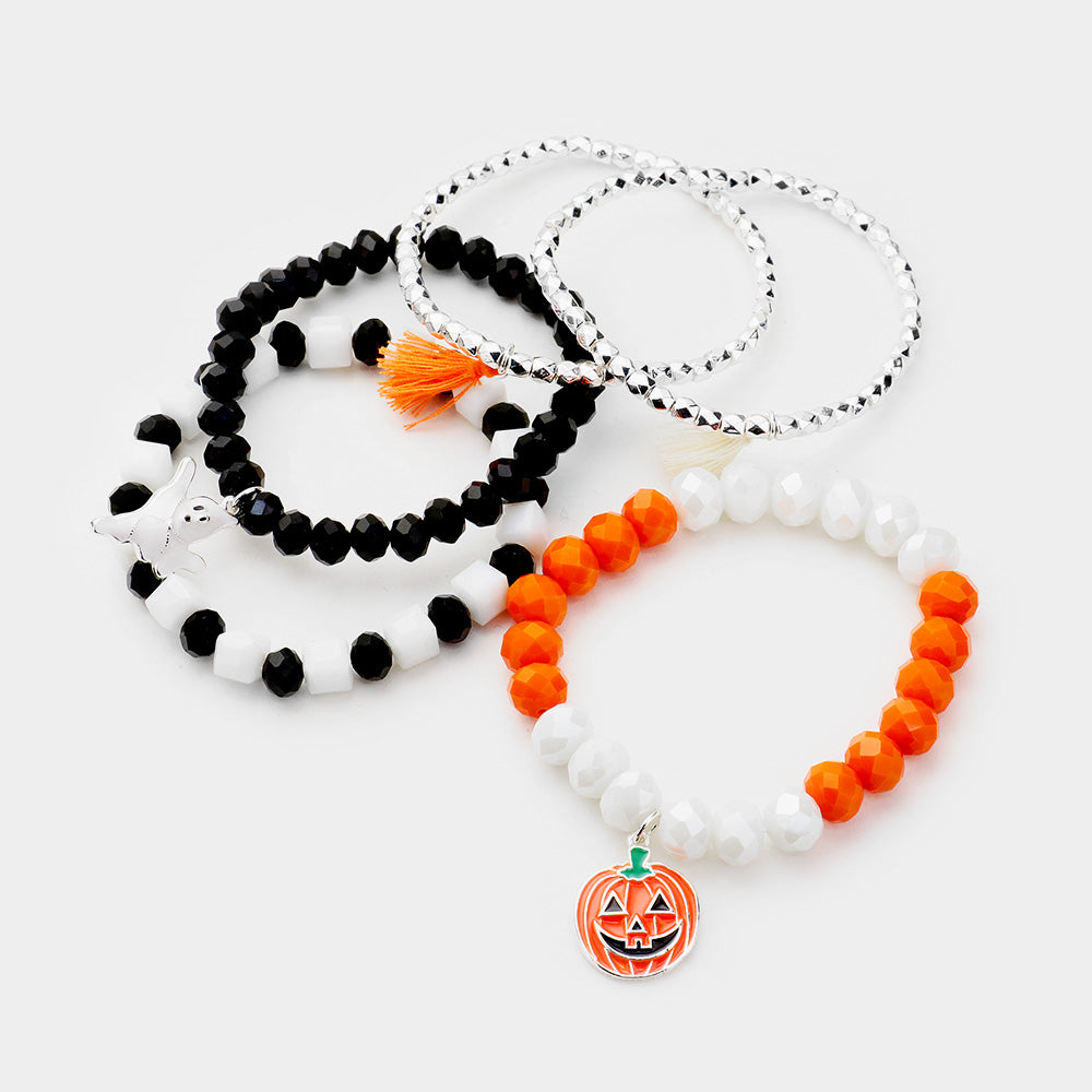 iLLASPARKZ 5PCS - Pumpkin Ghost Tassel Charm Stretch Bracelets