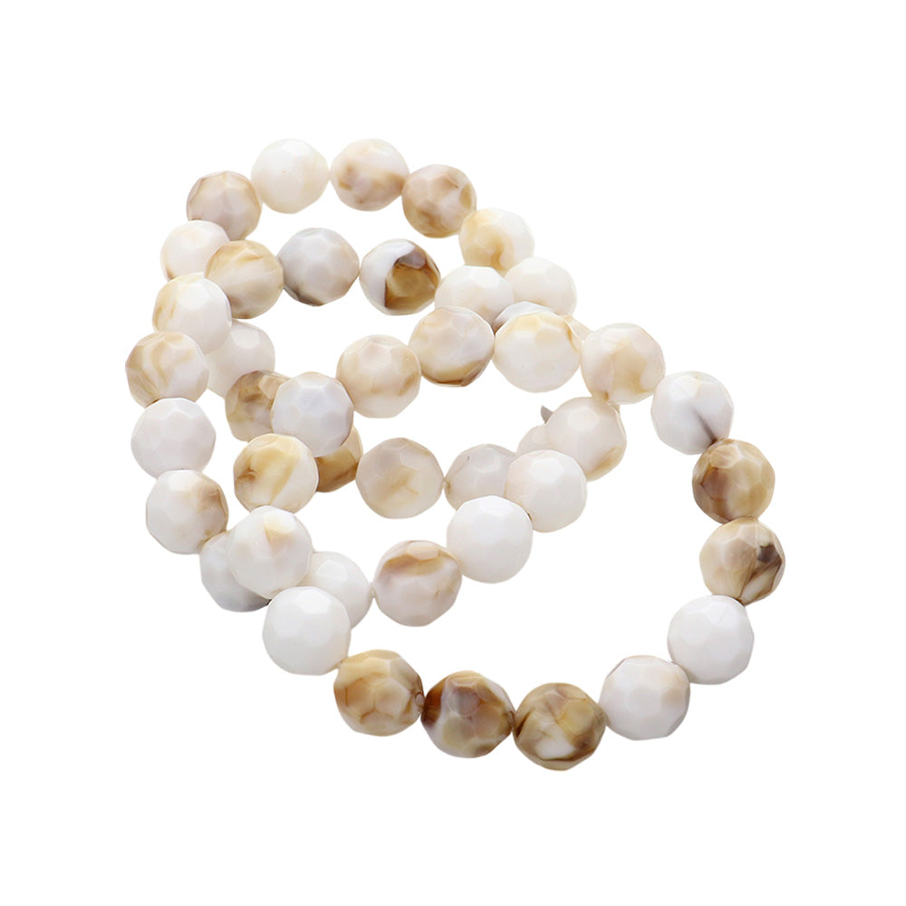iLLASPARKZ 3PCS - Faceted Beaded Stretch Multi Layered Bracelets