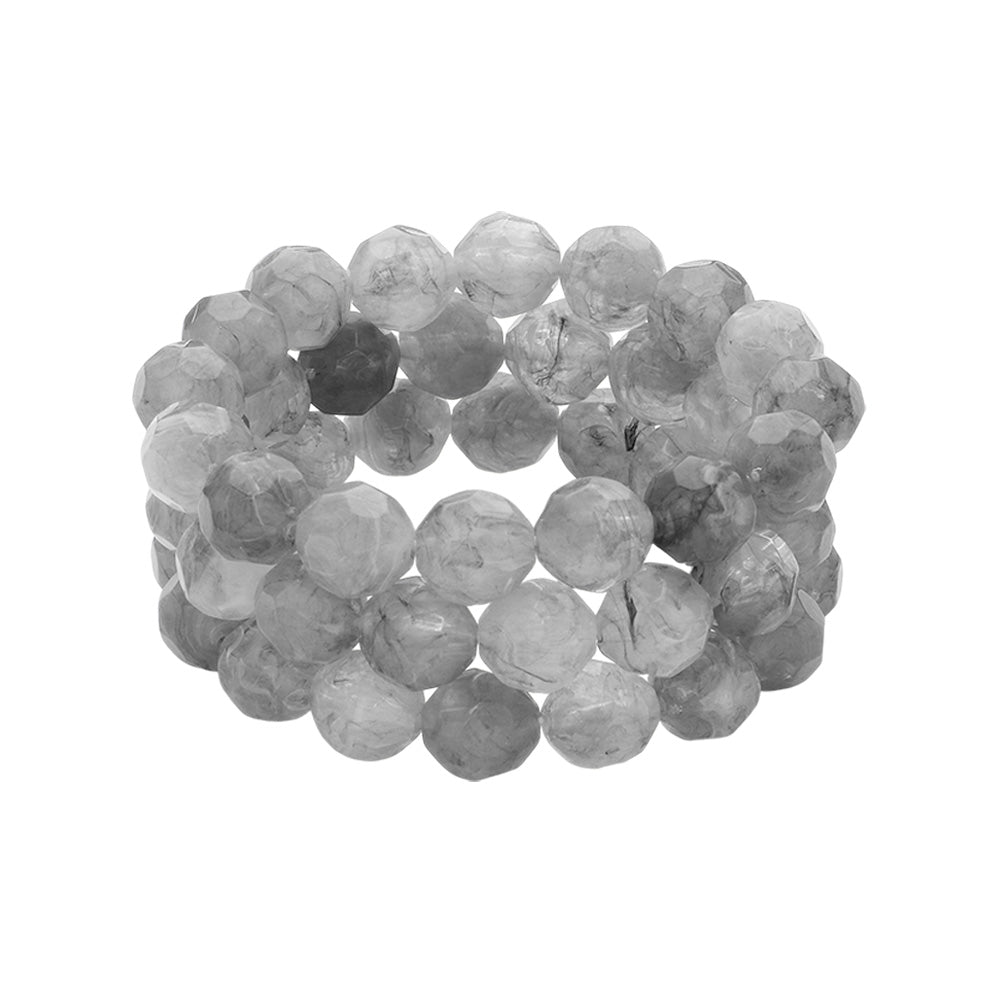 iLLASPARKZ 3PCS - Faceted Beaded Stretch Multi Layered Bracelets
