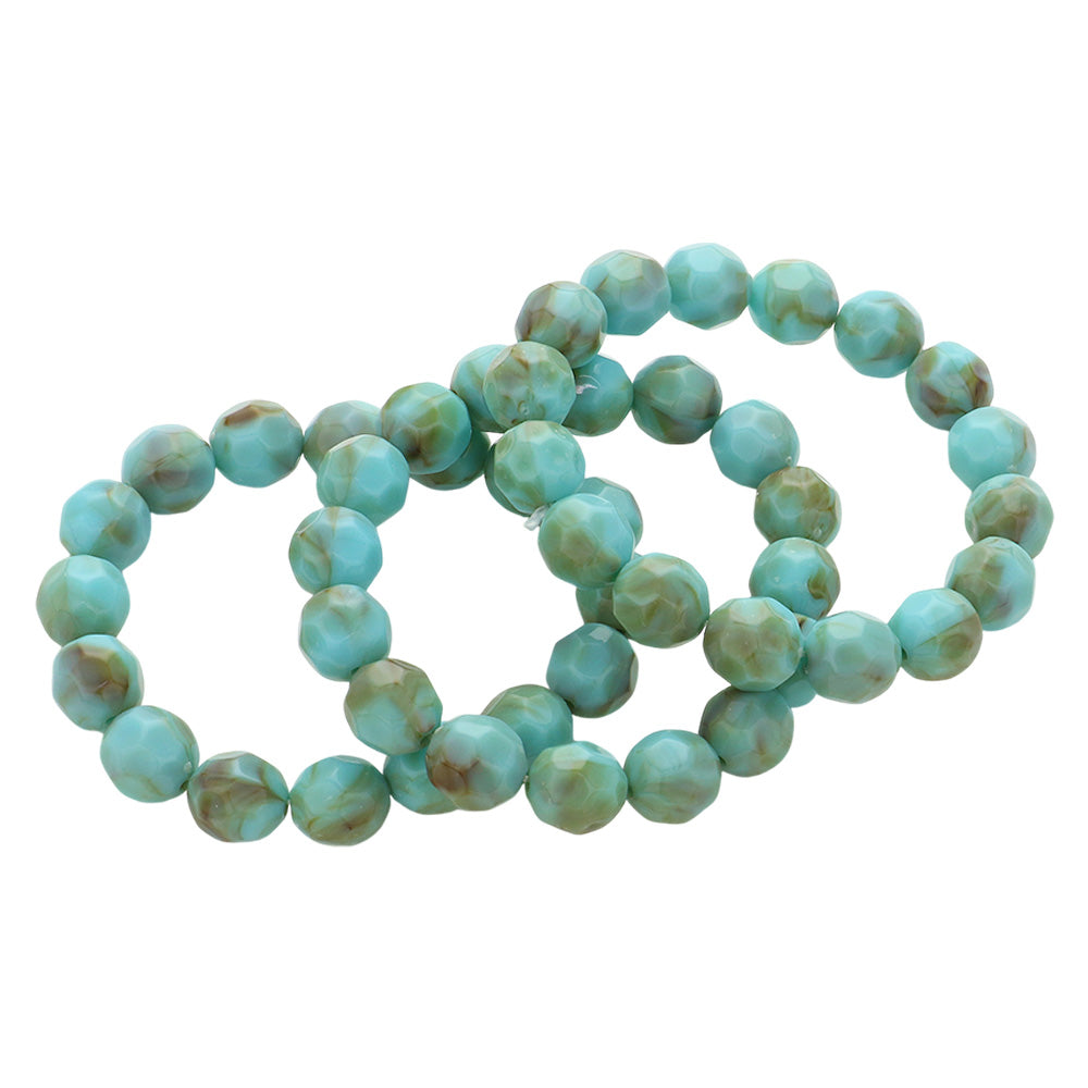 iLLASPARKZ 3PCS - Faceted Beaded Stretch Multi Layered Bracelets