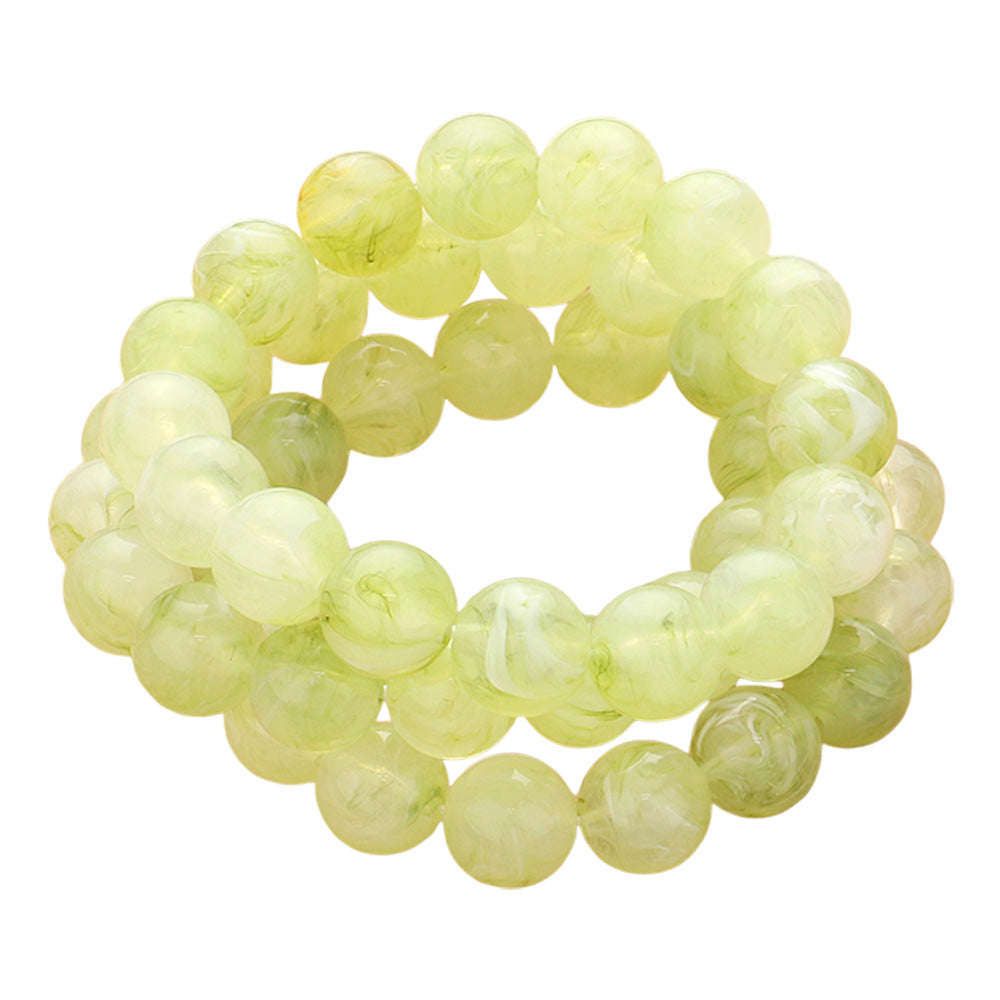 iLLASPARKZ 3PCS - Natural Stone Beaded Stretch Multi Layered Bracelets
