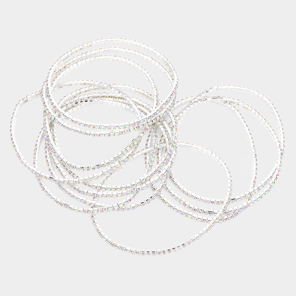 iLLASPARKZ 12PCS - Stackable Rhinestone Stretch Evening Bracelets