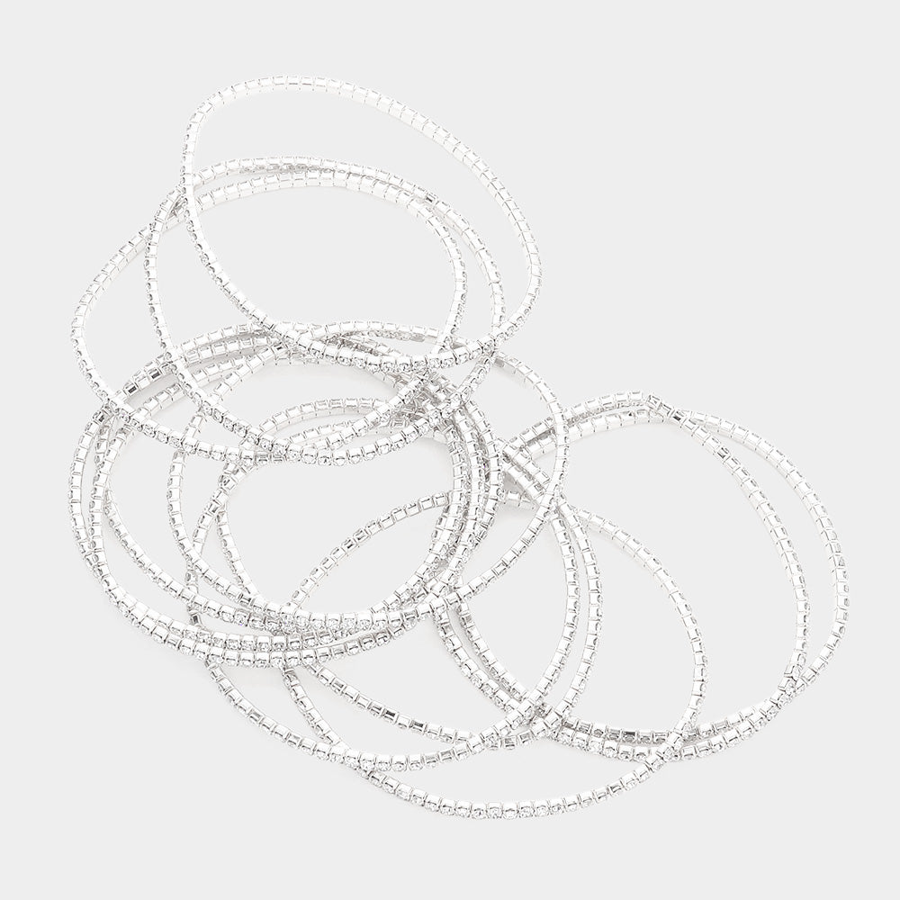 iLLASPARKZ 12PCS - Stackable Rhinestone Stretch Evening Bracelets
